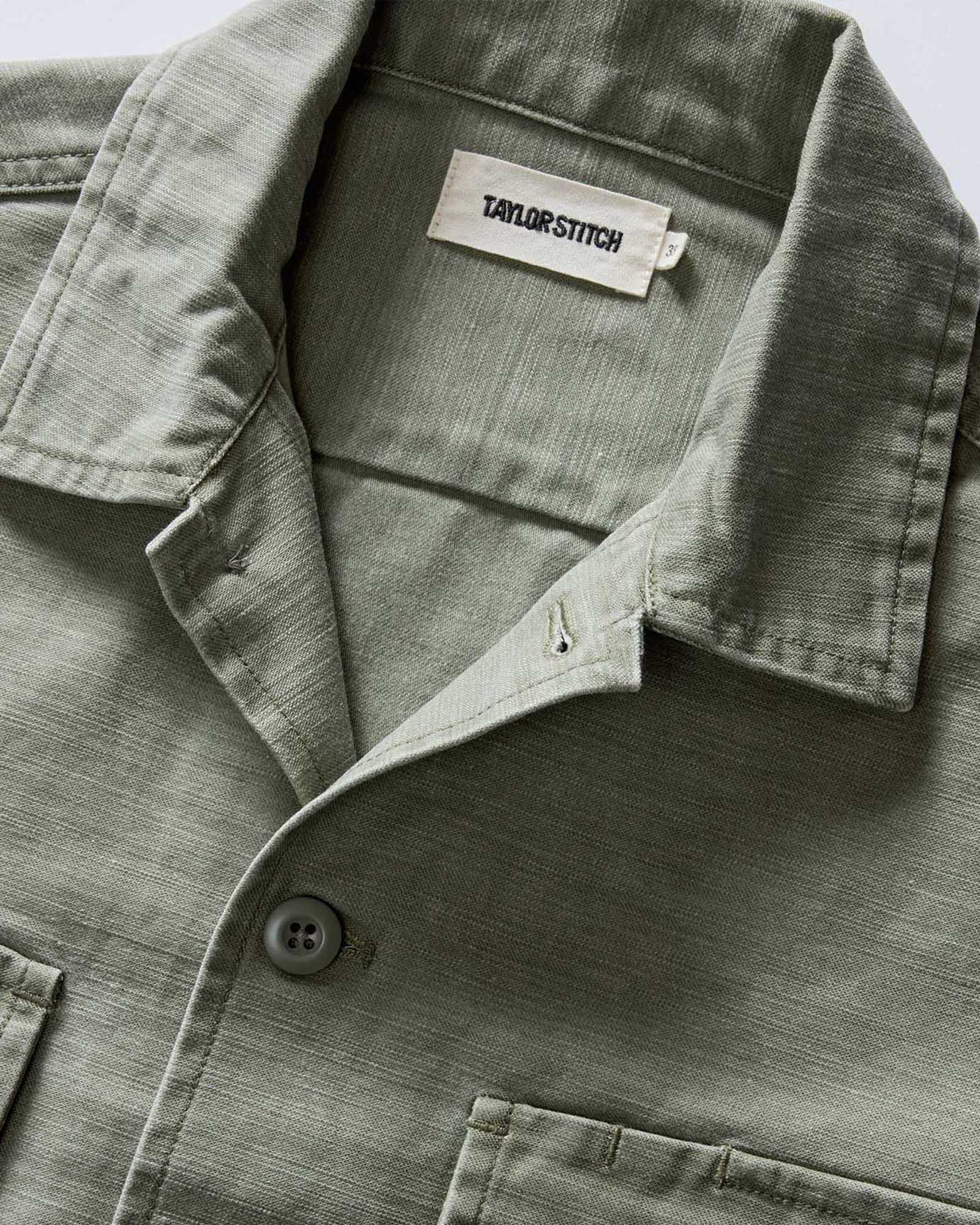 The Short Sleeve Surplus Shirt in Field Olive Reverse Sateen