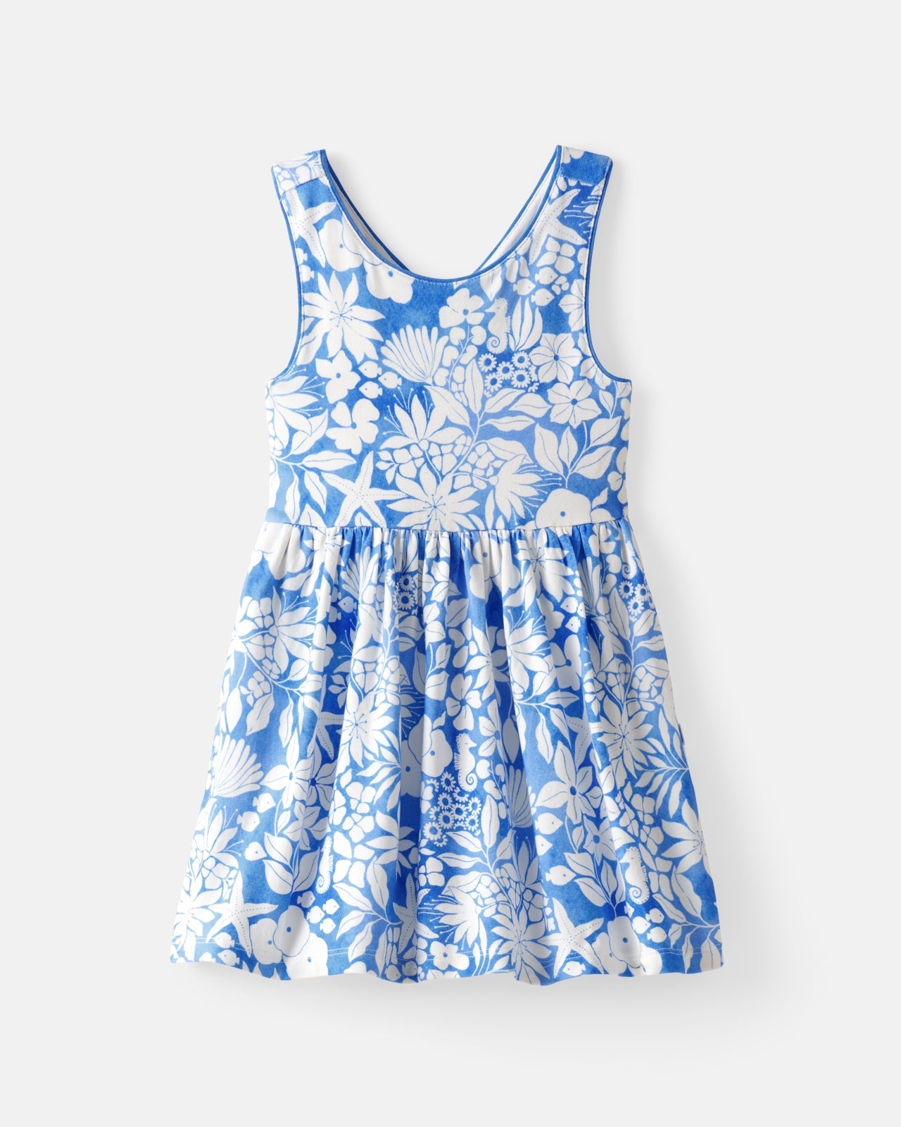 Azure Garden Cross Back Skater Dress