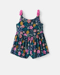 Tropical Garden Baby Bow Strap Romper