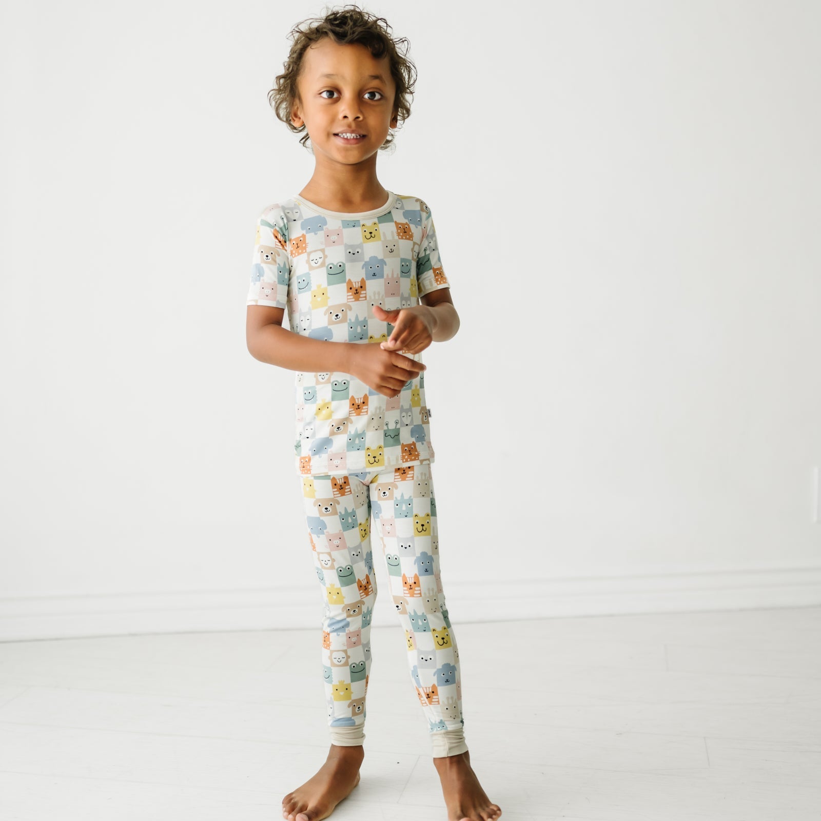 Check Mates Two-Piece Short Sleeve Pajama Set