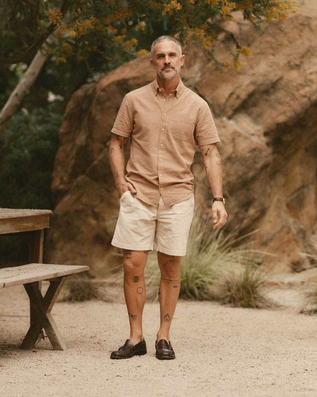 The Short Sleeve Jack in Brick Check Seersucker