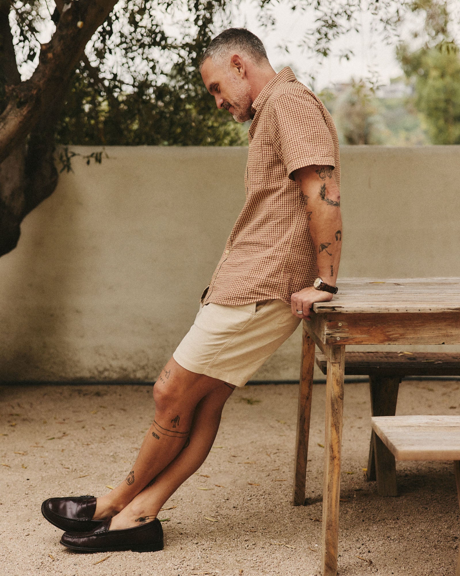 The Short Sleeve Jack in Brick Check Seersucker