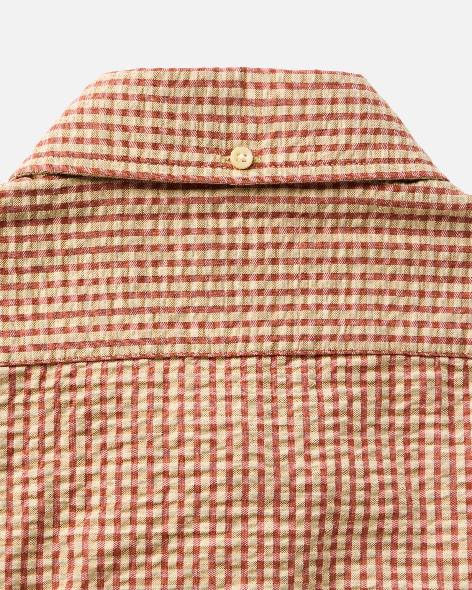 The Short Sleeve Jack in Brick Check Seersucker