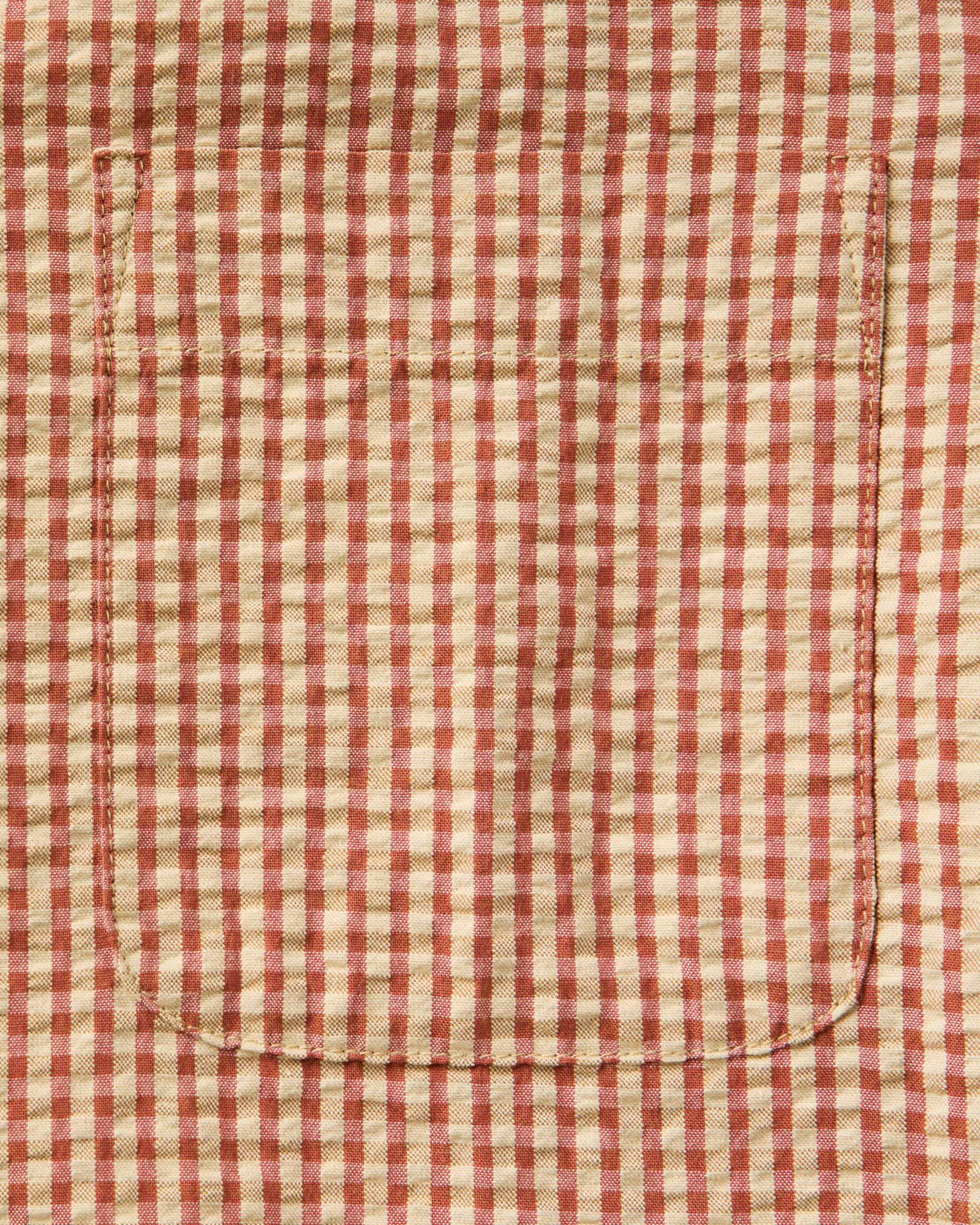 The Short Sleeve Jack in Brick Check Seersucker