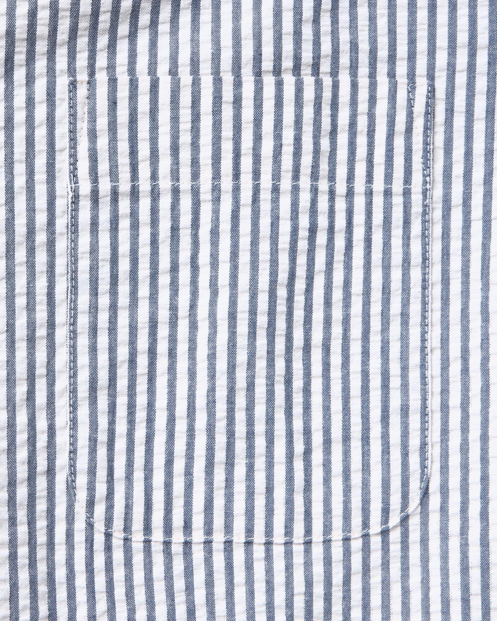 The Short Sleeve Jack in Steel Blue Stripe Seersucker