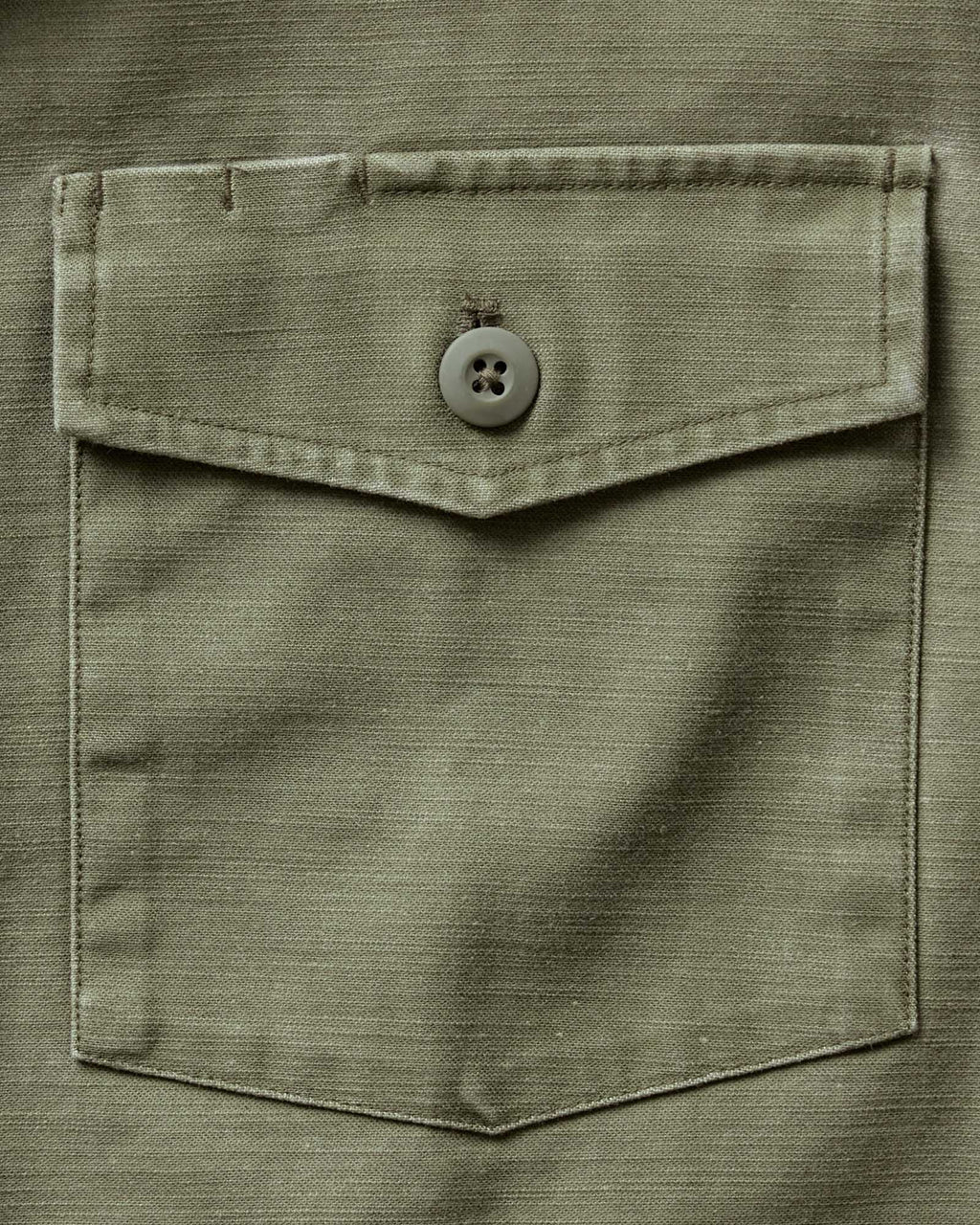 The Short Sleeve Surplus Shirt in Field Olive Reverse Sateen