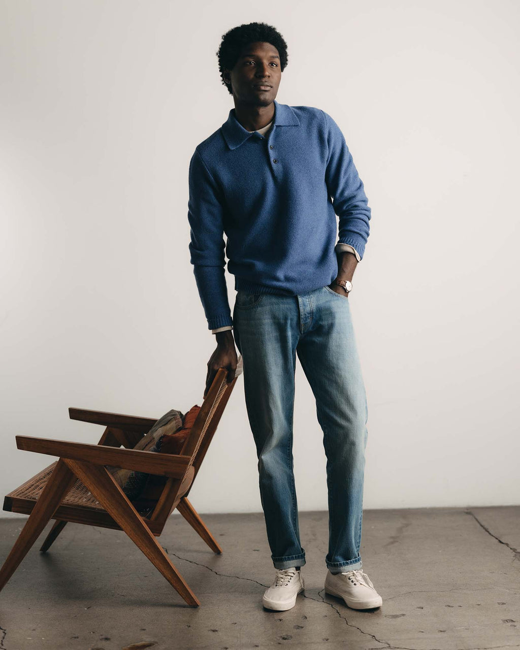 The Straight Jean in Light Wash Organic Selvedge
