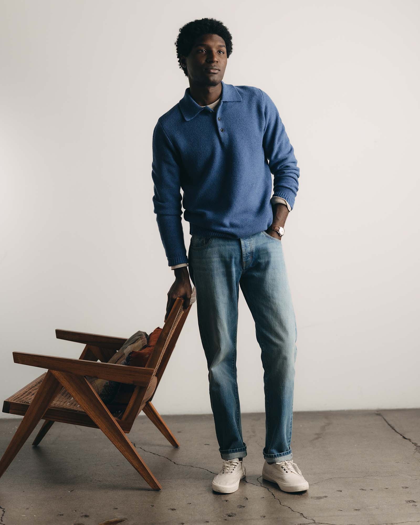 The Straight Jean in Light Wash Organic Selvedge
