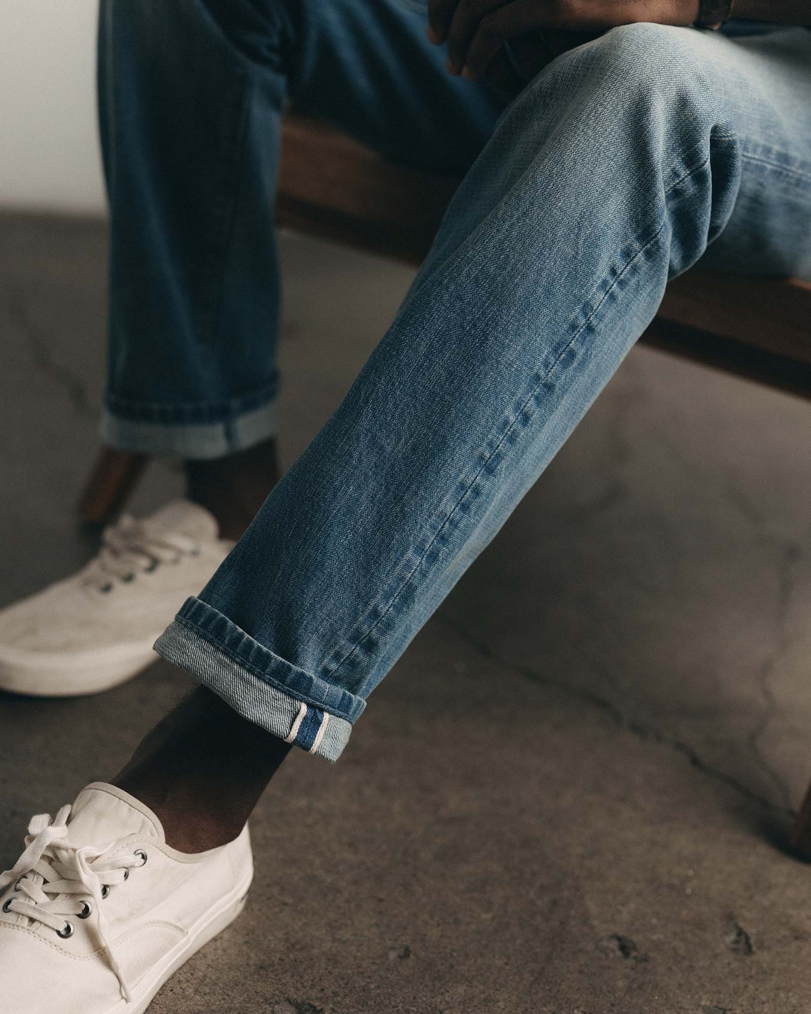 The Straight Jean in Light Wash Organic Selvedge