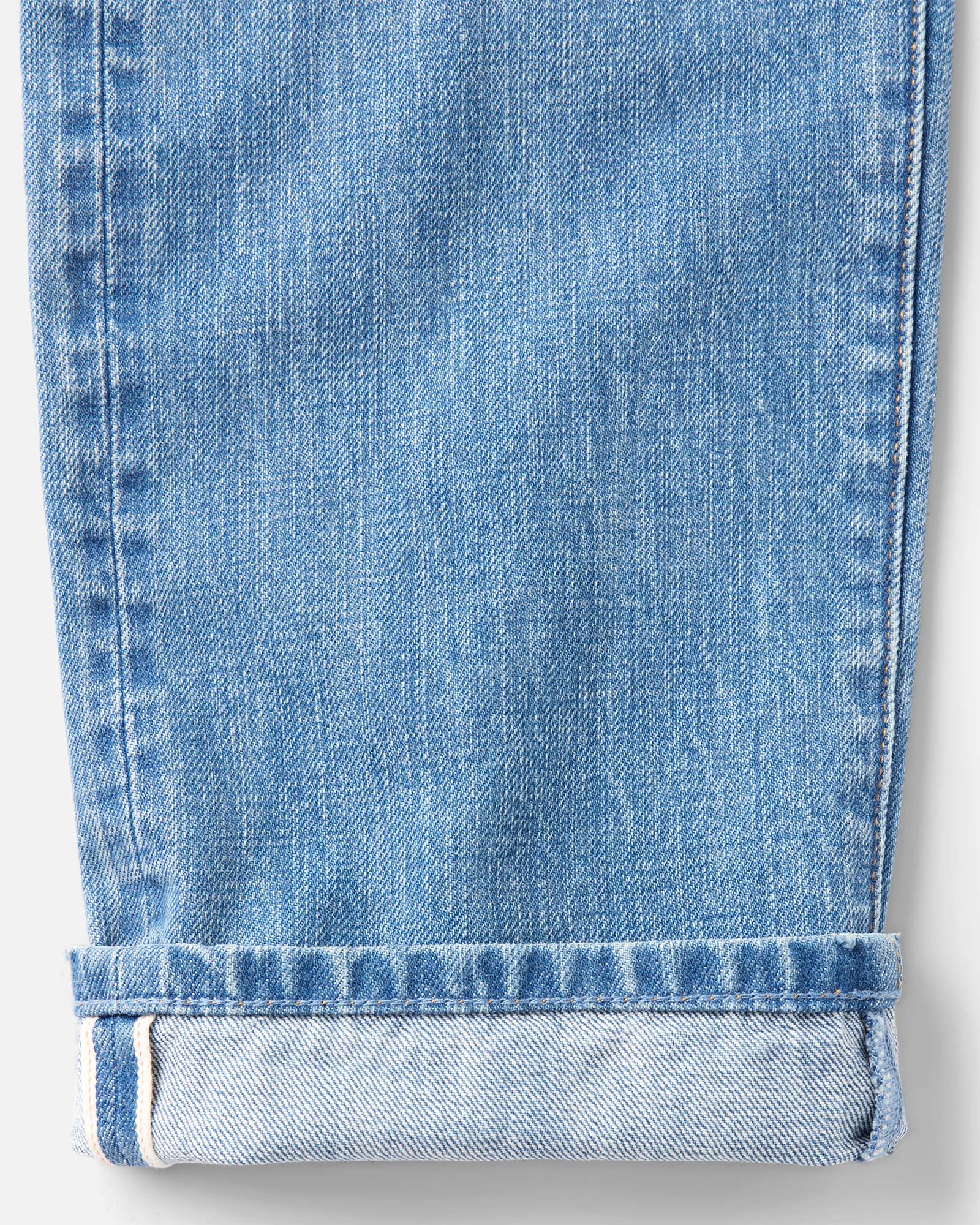 The Straight Jean in Light Wash Organic Selvedge