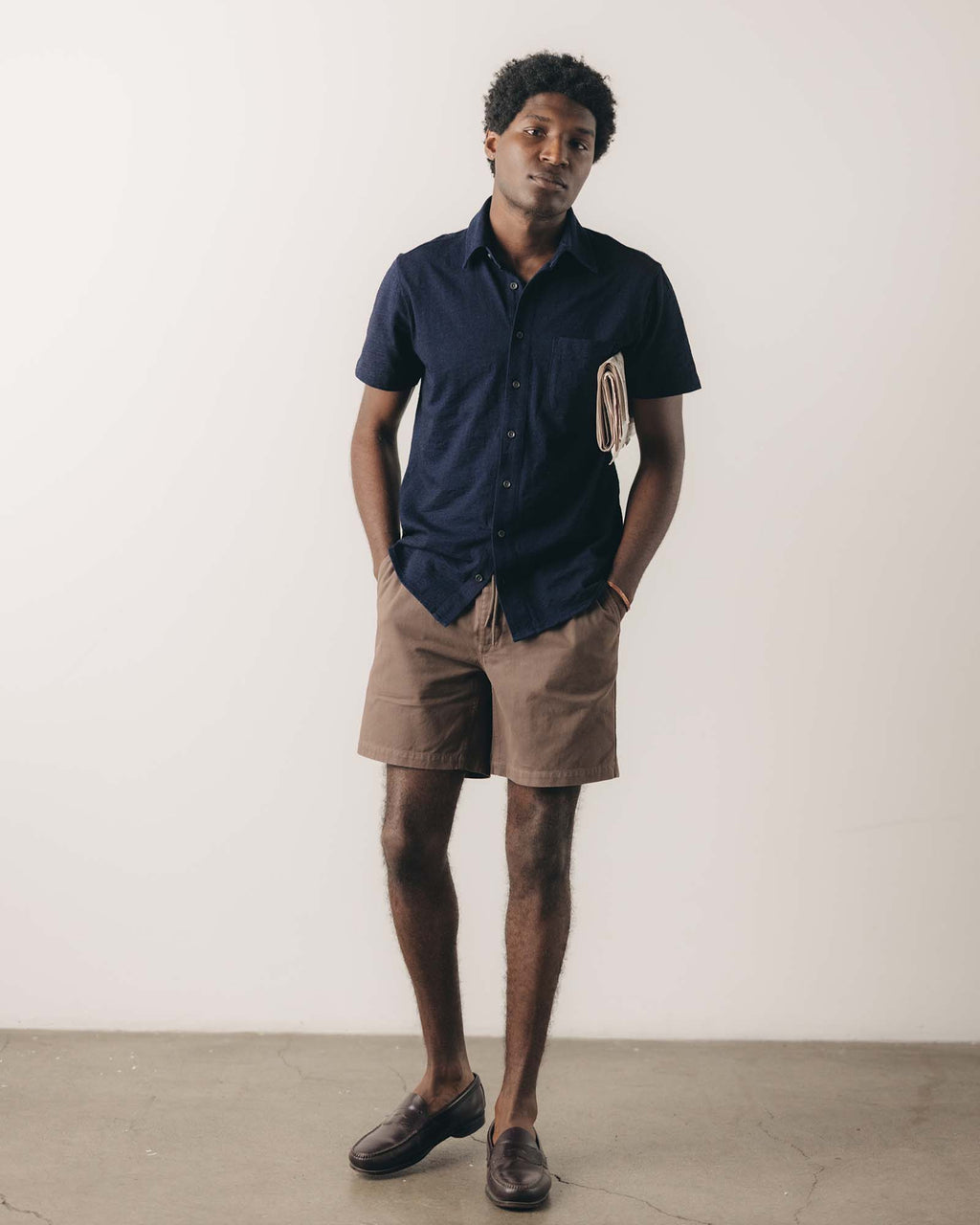 The Short Sleeve California in Rinsed Indigo Slub