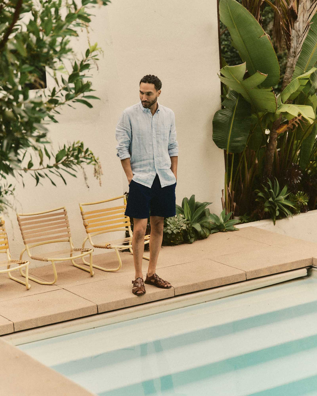 The Apres Short in Rinsed Indigo Pincord
