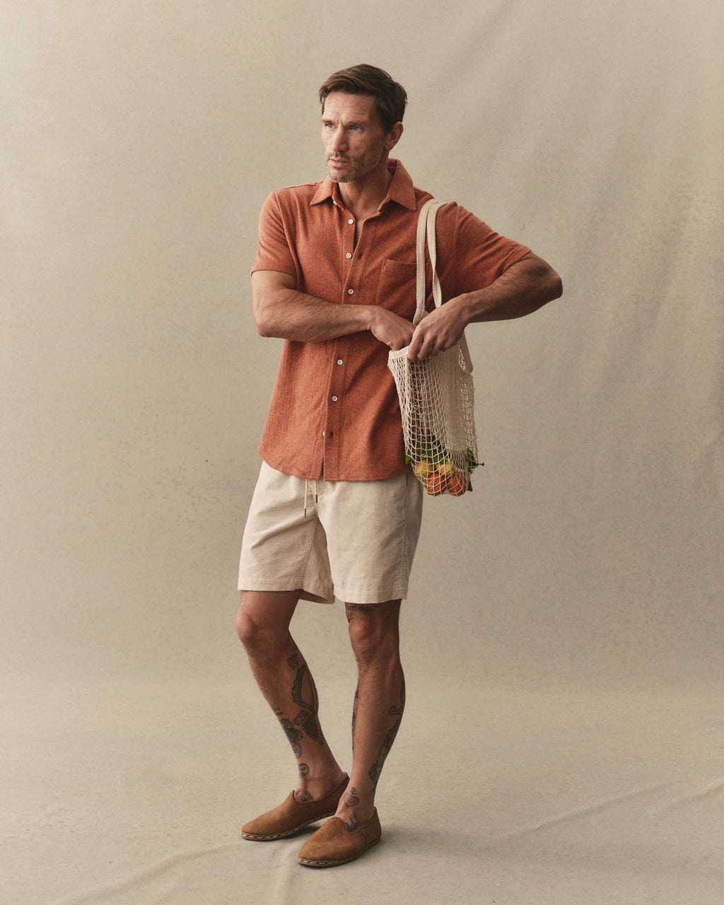 The Short Sleeve California in Heather Driftwood Double Knit
