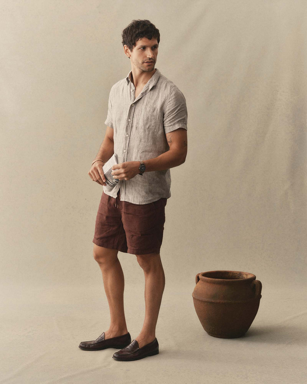 The Short Sleeve Jack in Sage Linen
