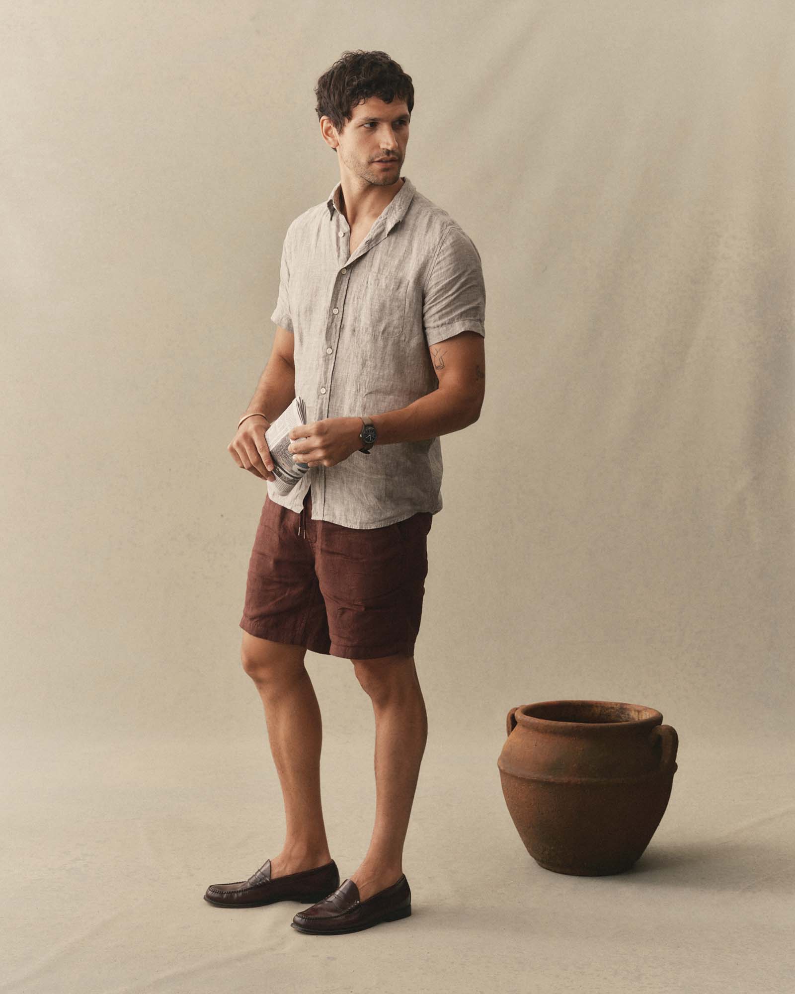 The Short Sleeve Jack in Sage Linen