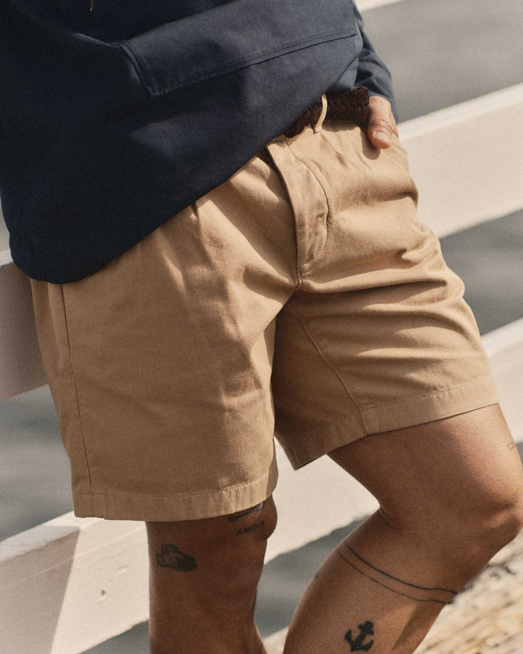 The Pleated Short in Organic Field Khaki Twill
