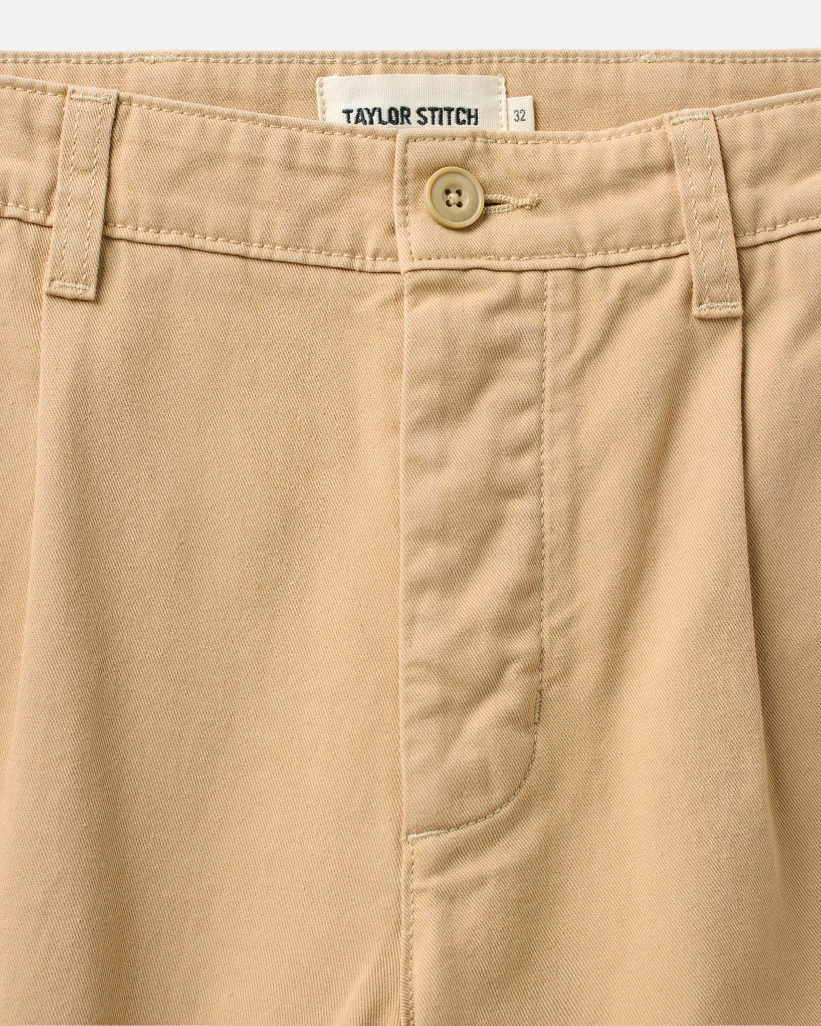 The Pleated Short in Organic Field Khaki Twill