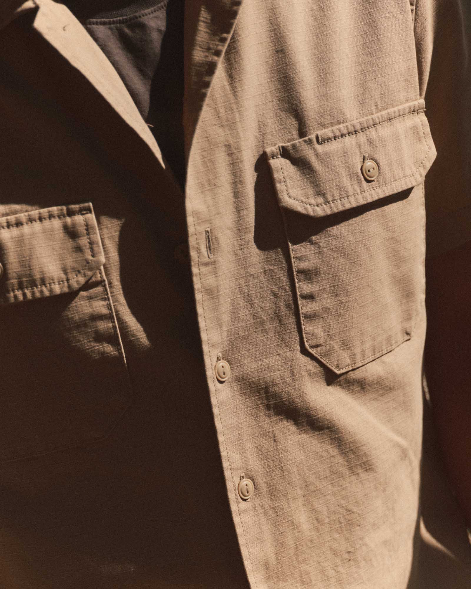 The Short Sleeve Mechanic Shirt in Khaki Ripstop