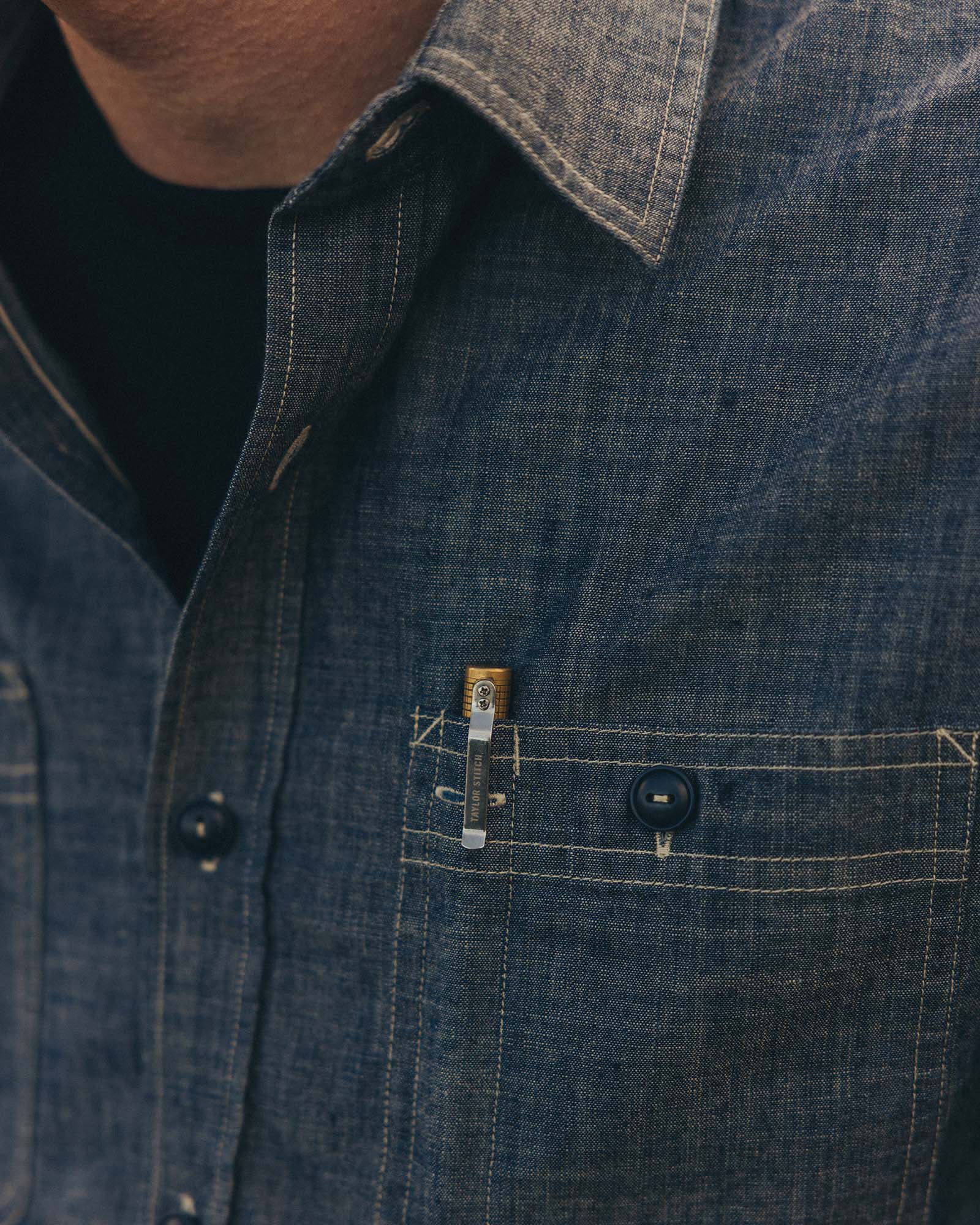 The Foundry Shirt in Rinsed Indigo Chambray