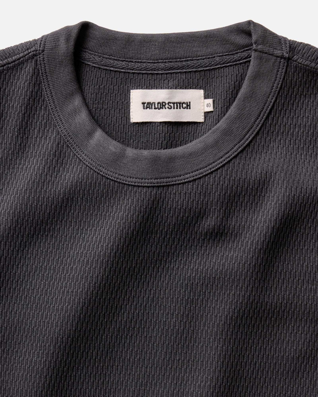 The Organic Cotton Short Sleeve Crew in Faded Black Waffle
