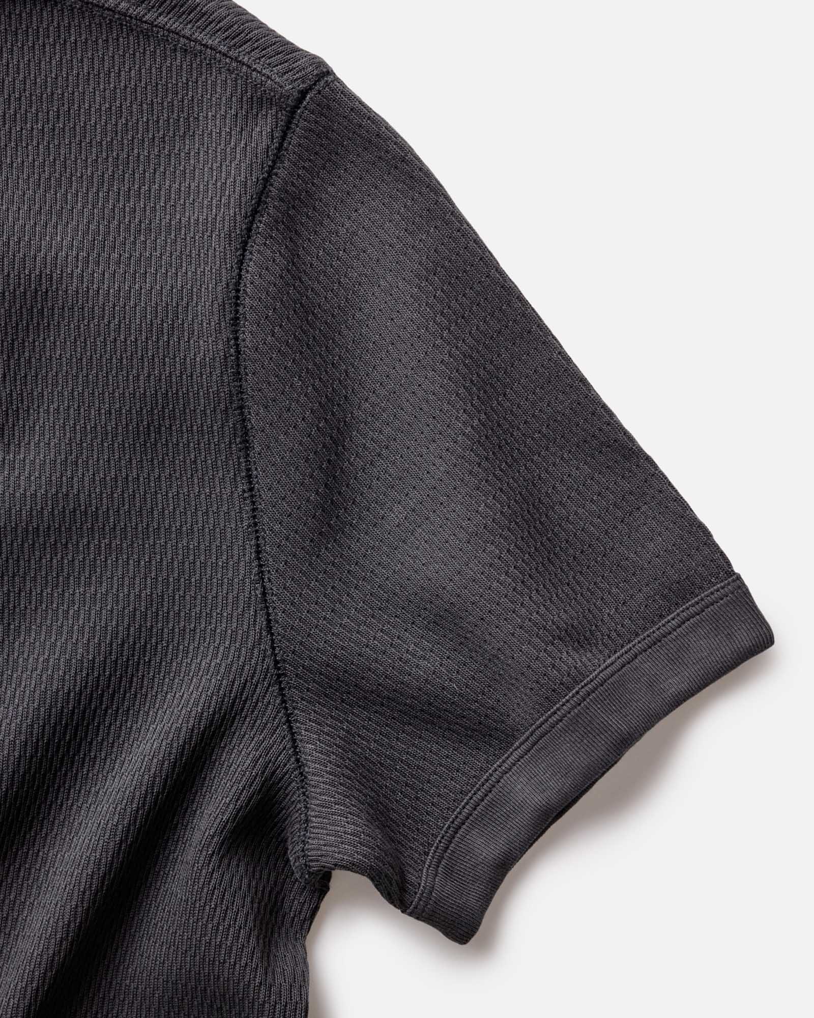 The Organic Cotton Short Sleeve Crew in Faded Black Waffle