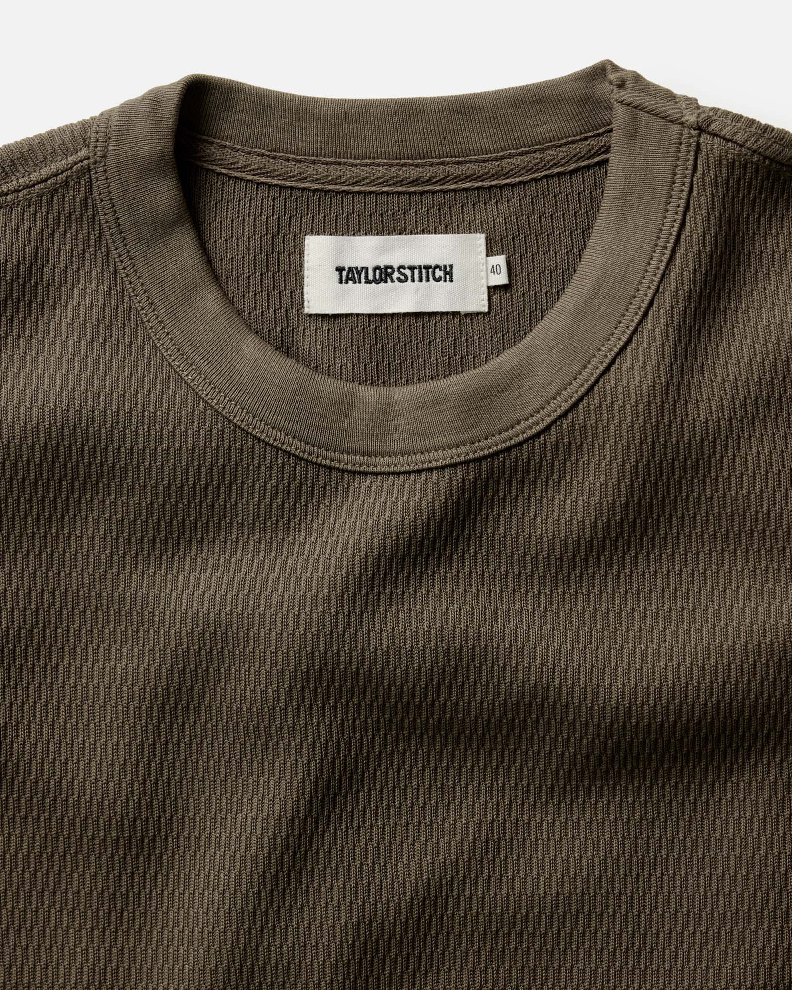 The Organic Cotton Short Sleeve Crew in Fatigue Olive Waffle