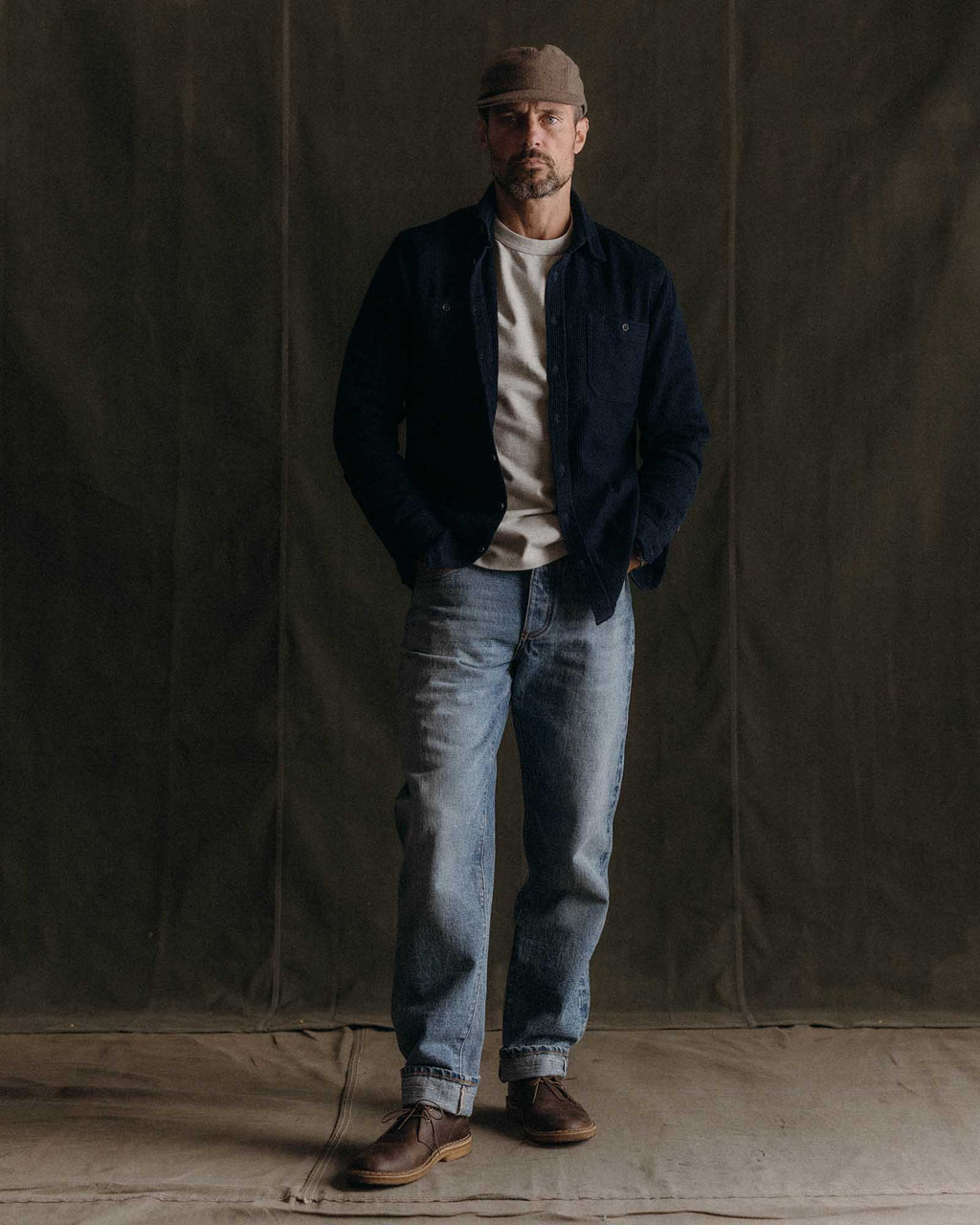 The Utility Shirt in Rinsed Indigo Sashiko