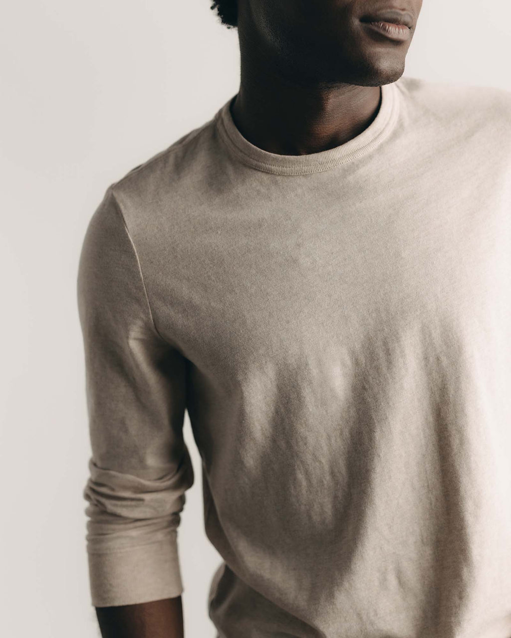 The Organic Cotton Long Sleeve Tee in Heather Oat