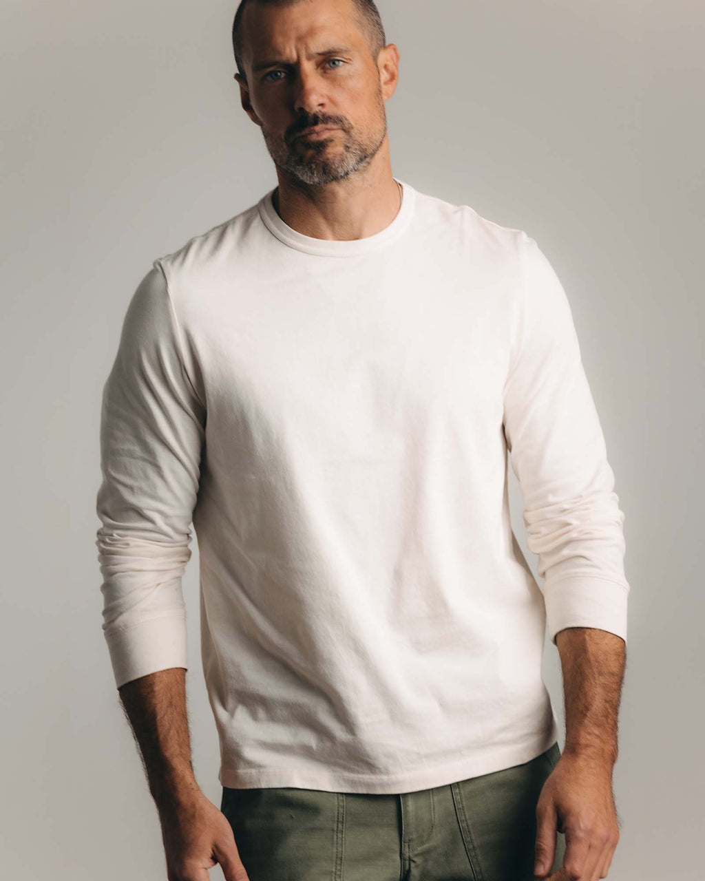 The Organic Cotton Long Sleeve Tee in Vintage White
