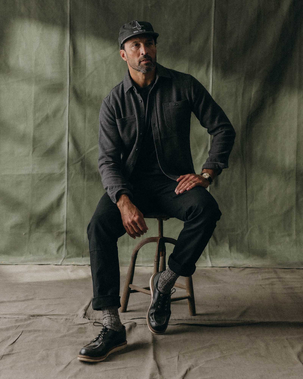 The Utility Shirt in Charcoal Sashiko