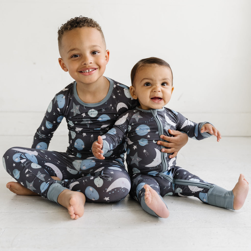 Blue To the Moon & Back Two-Piece Pajama Set